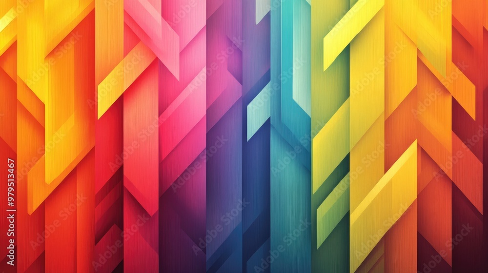 Poster arrows in a rainbow gradient create a dynamic pattern, representing direction, movement, and colorfu