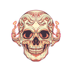 Fototapeta premium Ornate Skull with Swirling Design