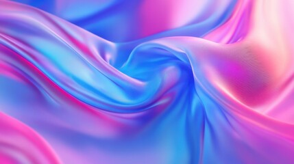 Obraz premium Colorful abstract rippling silk fabric with blue and pink gradients, soft and smooth texture