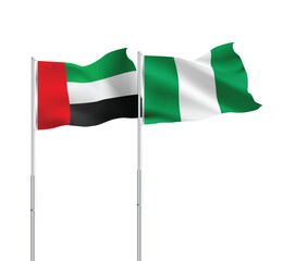 UAE,Nigeria flags together on pole