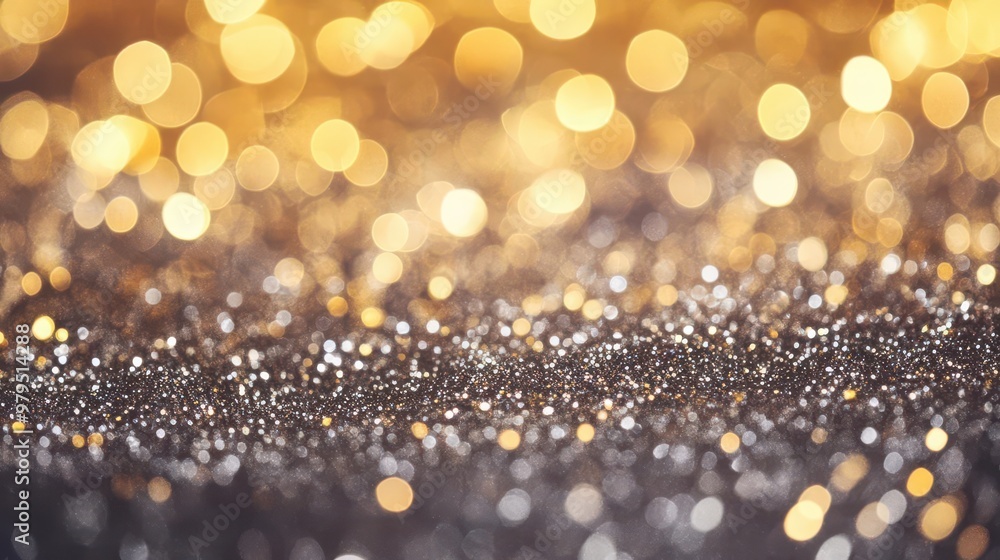 Poster enchanting abstract backdrop adorned with shimmering silver and gold glitters festive bokeh effect f
