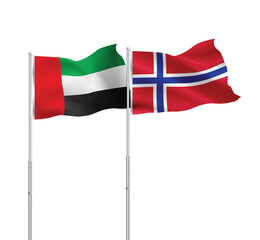 UAE,Norway flags together on pole