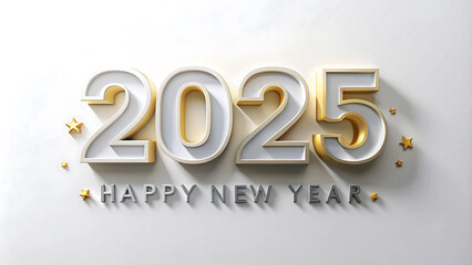 Celebrate the New Year 2025 with Festive Elements on a Bright White Background for Joyful Greetings and Invitations