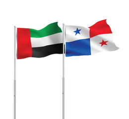 UAE,Panama flags together on pole