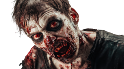 A spooky Halloween portrait of a woman with a devilish mask, featuring dark, horror-themed makeup and a scary, monstrous expression