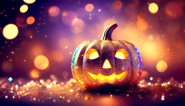 K&uuml;rbis Glitzer, Bokeh, Halloween 