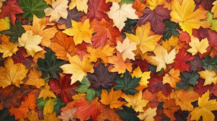 Fototapeta premium A Close-Up View of Multicolored Autumn Leaves