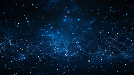 A blue background with a lot of lines and dots