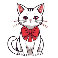 Obraz premium gato con moña, caricatura, cartoon, simpatia, amor.