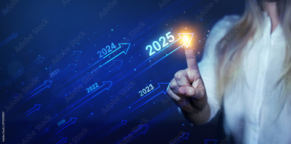 Poster development to success and motivation in 2025.growth and development chart of company in new year 20