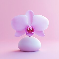 Fototapeta premium 3D Orchid Icon: Exotic Flower Symbolizing Beauty Illustration Logo