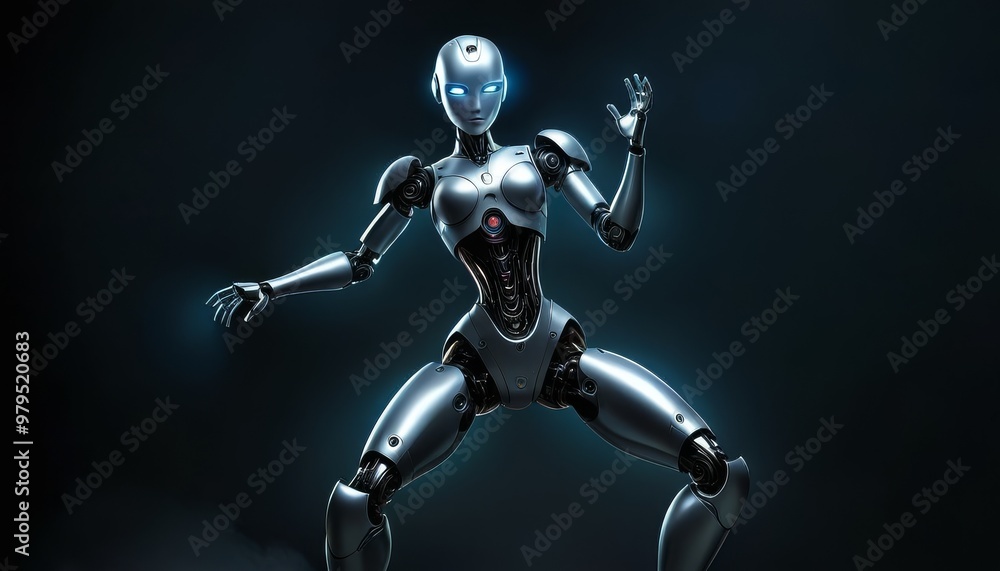 Aufkleber a humanoid robot in a dynamic action pose, showcasing agility and strength. the robot. ai generation