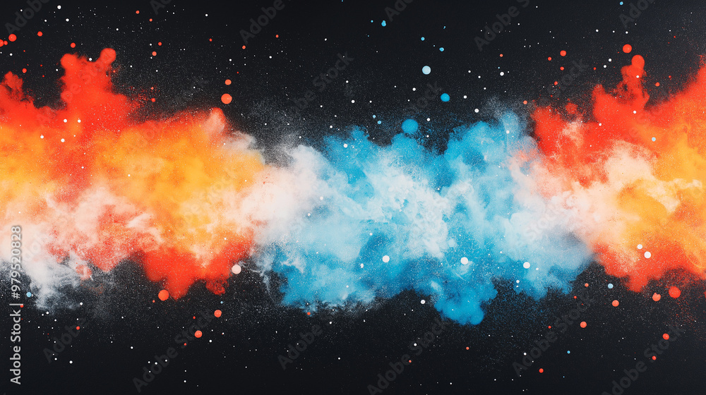 Canvas Prints a colorful explosion of paint is splattered across a black background