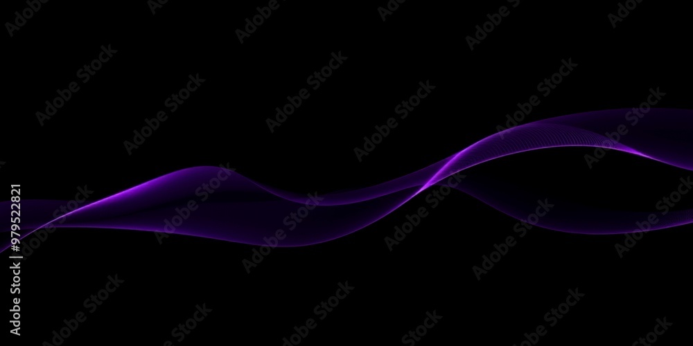 Wall mural Abstract purple wave on a black background.