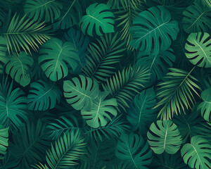 A green leafy background with a large green leaf in the center