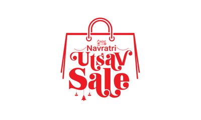 Shopping bag with Navratri festival or utsav sale offer concept.
