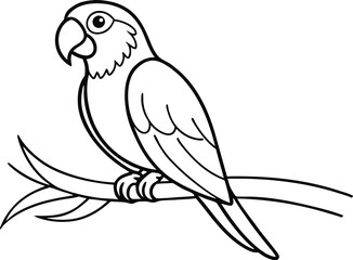 Curved Beak Parrot Sitting: Intricate Vector for a Relaxing Coloring Book
