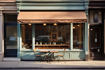 Store front with big window cafe city restaurant.