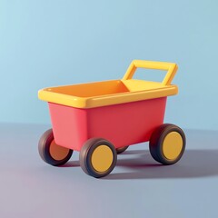 3D Rolling Cart Icon: Mobile Storage with Wheels Illustration Logo