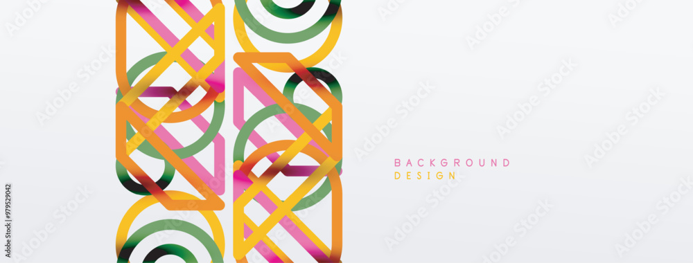Poster abstract background - colorful circle lines technology or business digital template