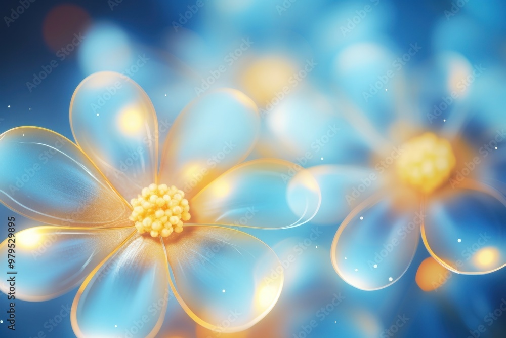 Poster neon yellow and blue light pattern bokeh effect background backgrounds abstract flower.