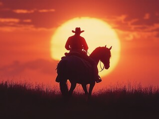 Rider's Sunset Silhouette
