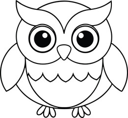 Charming Cartoon Owl with Big Round Eyes: Vector Art for Kids' Coloring Books
