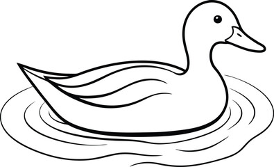 A Cute Duck Swimming Vector: A Splash of Creativity for Your Coloring Book
