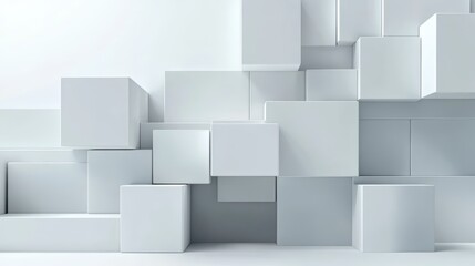Abstract white cubes against a minimalistic background, perfect for modern design projects and artistic presentations.