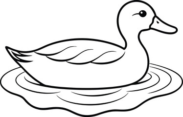 Create Fun Art with a Duck Swimming Vector for Coloring Books
