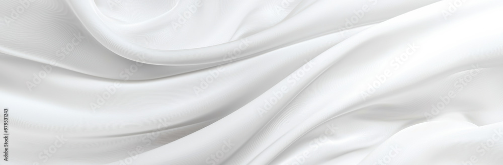 Aufkleber white satin fabric flowing and forming elegant shapes background