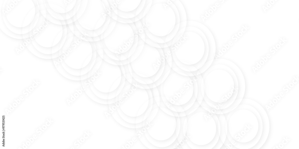 Poster abstract white gradient circle pattern of 3d bubbles background template. abstract white modern tran
