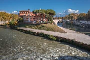 The Tiber island on the Tiber river - Rome