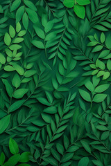 A green leafy background with a large green leaf in the center