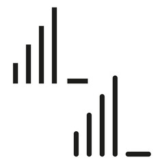 Signal strength icon. Wireless connection symbol. Bar chart indicator. Simple black graphic.