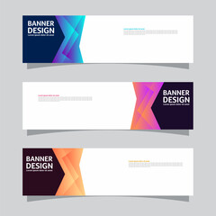 Fototapeta premium Vector set of landscape banner background design concept. Colorful background business layout template