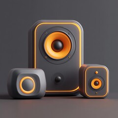 3D Surround Sound System Icon: Multi Speaker Audio Setup Illustration Logo