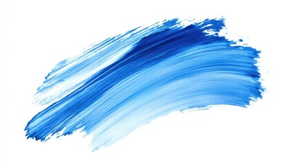 Blue paint brush strokes in watercolor isolated against white