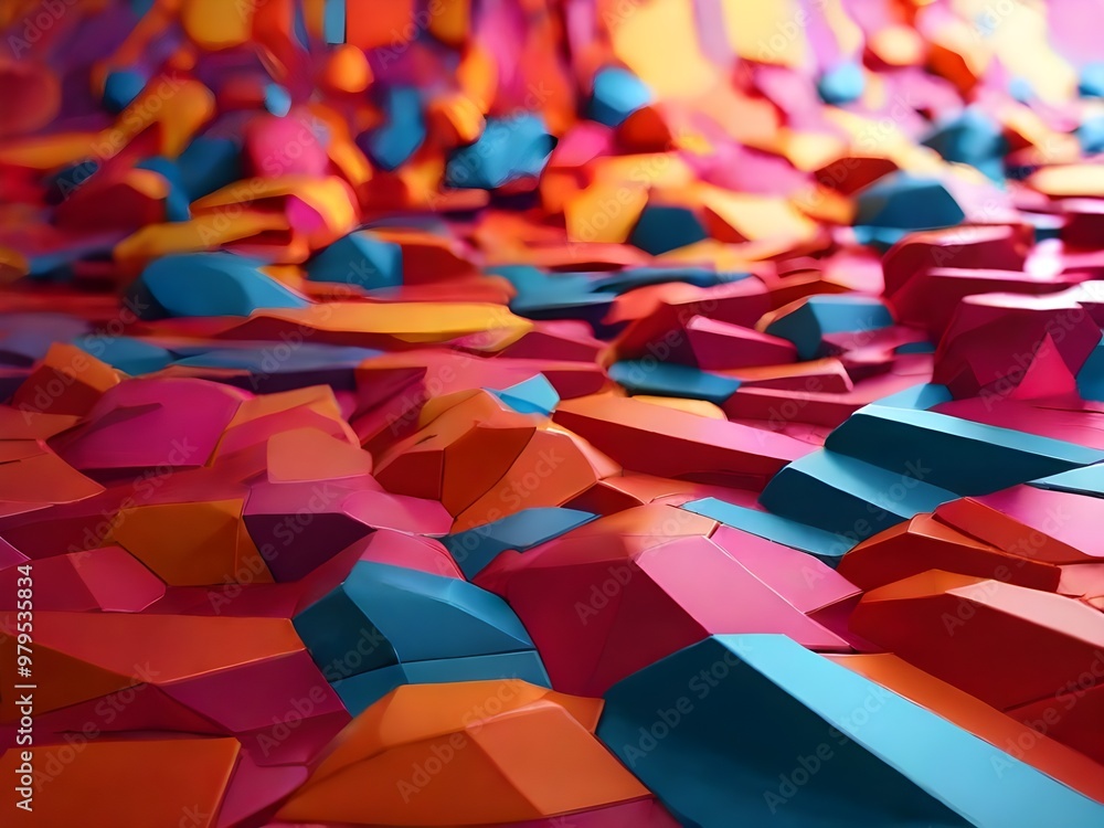 Poster colorful geometric cube pattern with vibrant 3d shapes in a seamless futuristic design