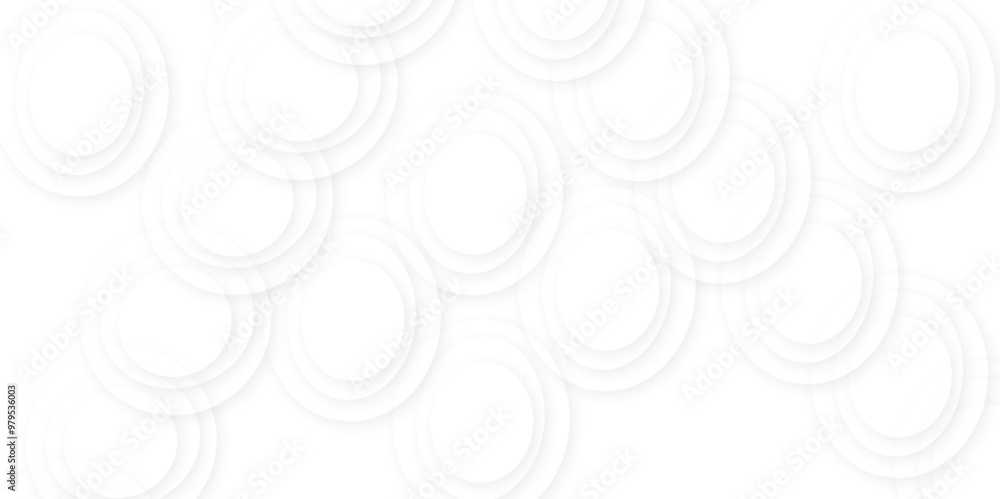 Poster abstract white gradient circle pattern of 3d bubbles background template. abstract white modern tran