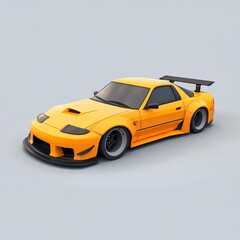3D Tuner Car Icon: Modified Vehicle for Performance Illustration Logo