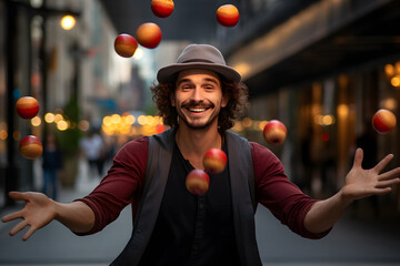 man juggling on the street