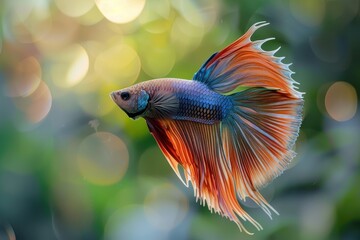 Colorful Siamese fighting fish on natural background