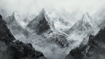 Obraz premium Panoramic view on snow-capped mountains