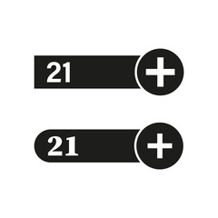 Numeric button icons. Plus symbol interface. Minimalist number design. Vector UI elements.