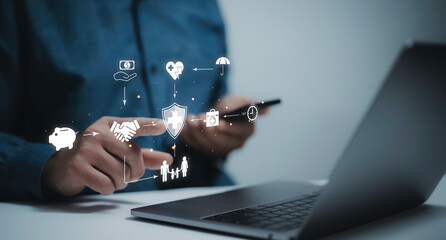 Best standard quality control and insurance protection concept. health insurance business.Health...