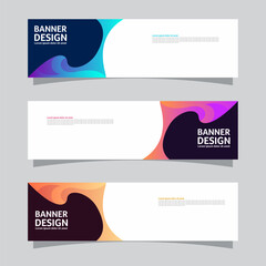 Vector set of landscape banner background design concept. Colorful background business layout template
