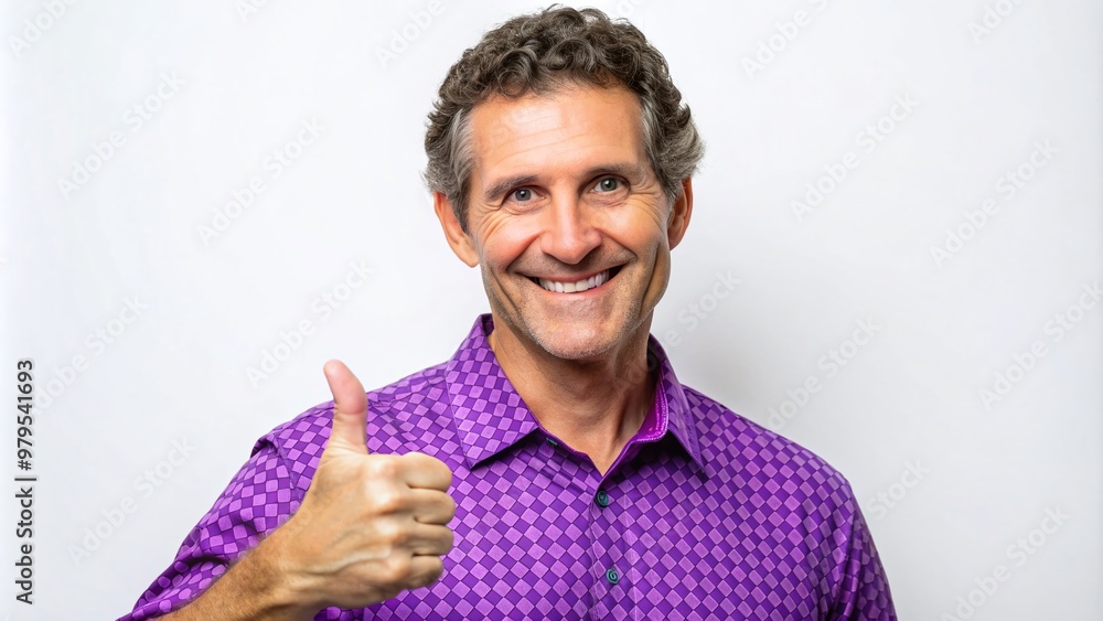 Wall mural confident mature man gives a thumbs up and proudly showcases his pearly whites, beaming with joy, ag