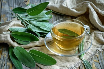 Sage tea made from Salvia officinalis leaves