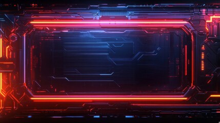 Obraz premium Futuristic Technology Background with Neon Lights in a Cyber Aesthetic Style